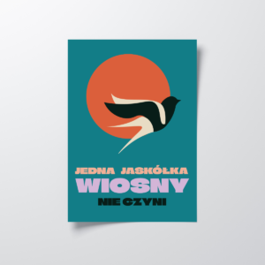 Plakat kolorowy retro, jaskółka