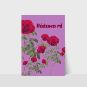 Kartka z kwiatami, różowo mi