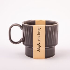 Kubek do kawy kamionkowy, siwa majsterszolka 450 ml