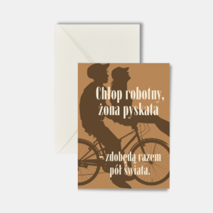 Kartka na ślub oryginalna, chłop robotny, żona pyskata