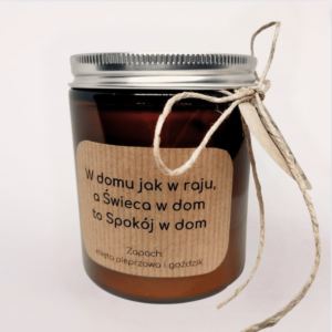Niech rozświetli – świeca sojowa w słoiku, zapach mięta i goździk