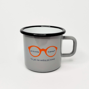 Kubek metalowy emaliowany z nadrukiem, kubek do pracy, 400 ml