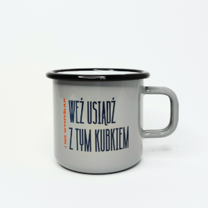 Kubek turystyczny emaliowany z nadrukiem, 400 ml