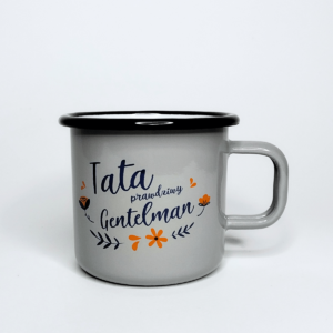 Prezent dla taty, kubek emaliowany szary 370 ml