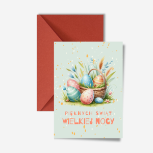 Kartka wielkanocna z motywem pisanek, uroczy design